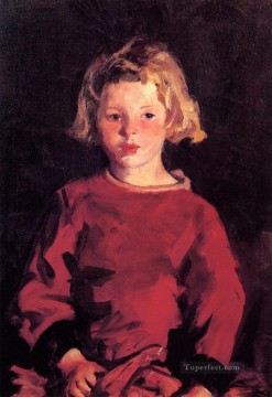  henri - Bridget en retrato rojo Escuela Ashcan Robert Henri